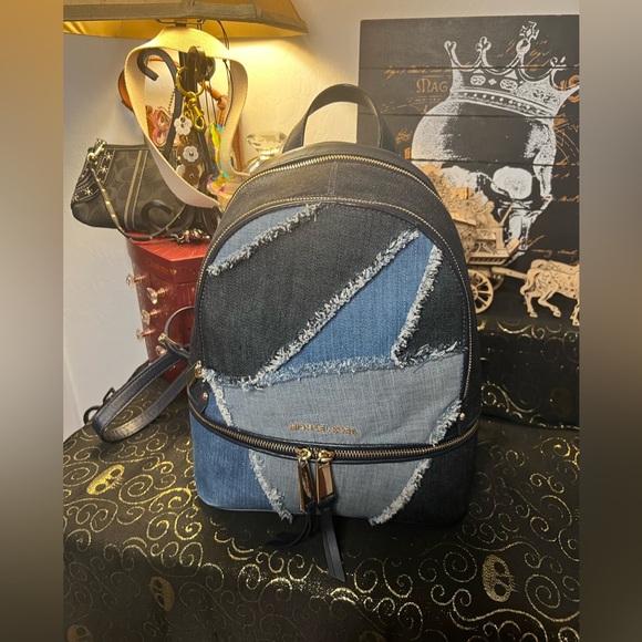 Michael Kors Blue Denim & Leather Backpack main image 11